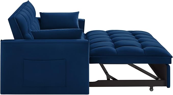 KEIKI Velvet Loveseat Convertible Sofa Bed Sleeper Chair - Image 7