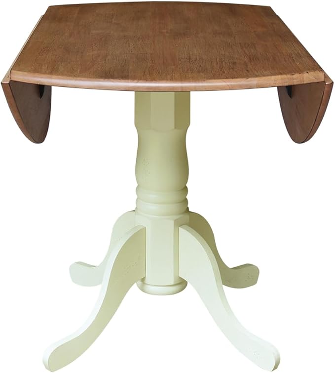 IC International Concepts 42" Round Dual Drop Leaf Pedestal Dining Table - Image 4