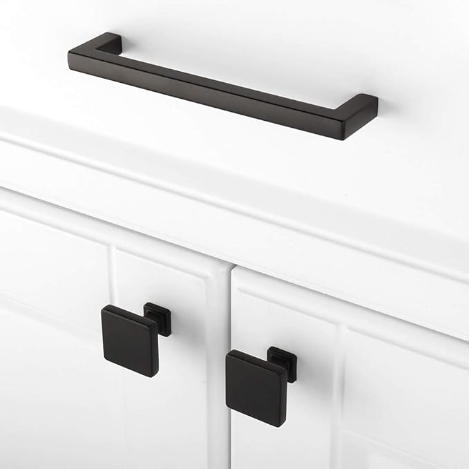 KOOFIZO 10 Pack Black Cabinet Knobs Matte Black Drawer Knobs K08 Square Single - Image 5