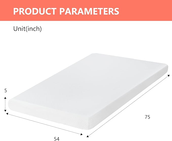 FDW | 5 Inch Full Mattress | Medium Firm | Gel Memory Foam Mattress | White | - Image 2