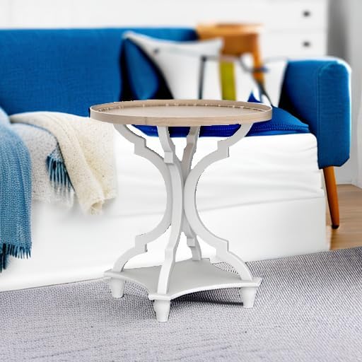 Wnutrees Farmhouse Round Accent End Table, Rustic Side Table Nightstands - Image 6