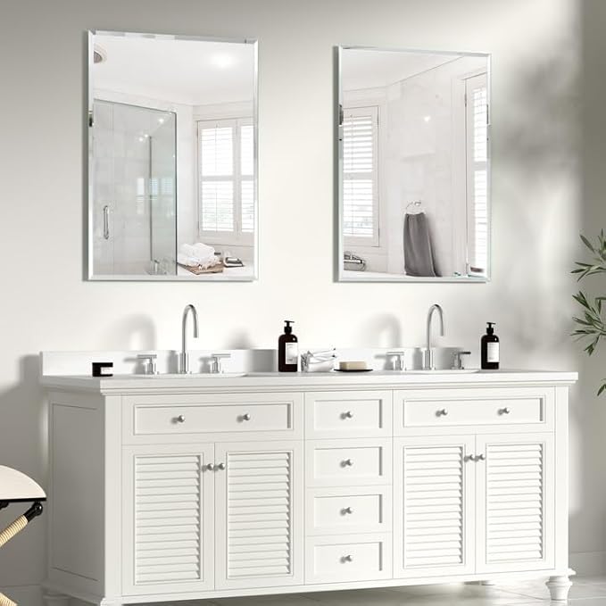 KOHROS Rectangular Wall Mirror Frameless Bathroom Mirror 18” x 24" Beveled Edge - Image 8