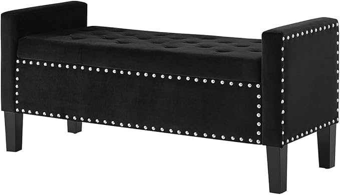 24KF Velvet Modern Upholstered Tufted Button Storage Bench - Image 4