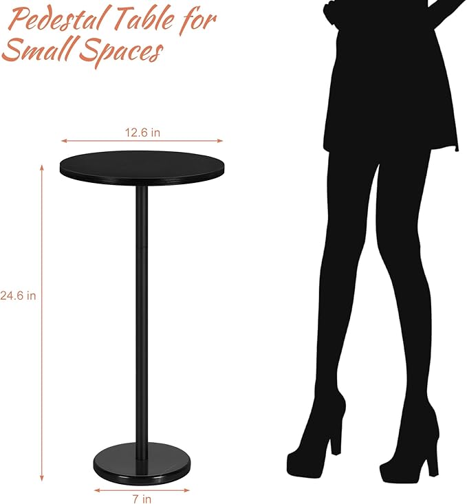 smusei Drink Tables for Small Spaces Pedestal Side Table Set of 2 Small Round - Image 2