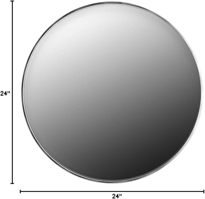 TokeShimi Round Mirror 24 Inch Brushed Silver Round Bathroom Mirror - Image 9