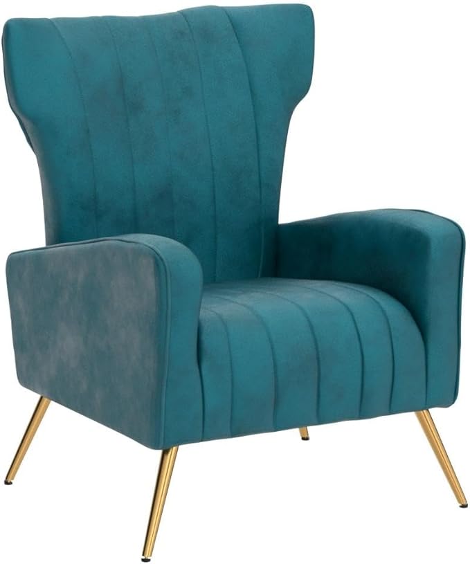 Container Furniture Direct Modern Velvet Accent Chair, Channel Tufted Bedroom - Image 5