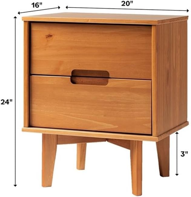 Walker Edison Mid Century Modern Grooved Handle Wood Nightstand Side Table - Image 3