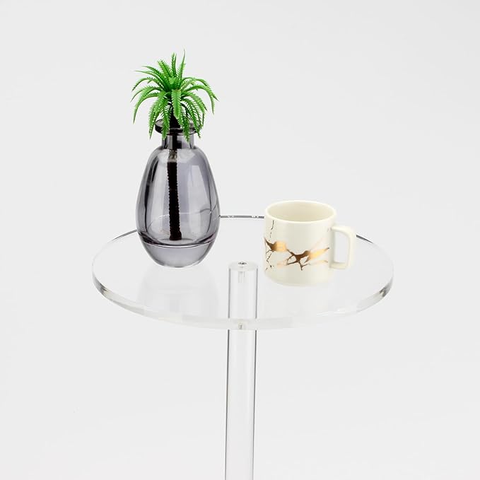 Acrylic Drink End Table, 9.8" Round Modern Side Coffee Table - Image 7