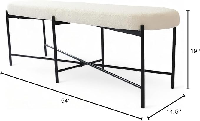 54” upholstered Boucle Accent Ottoman Bench - Image 2