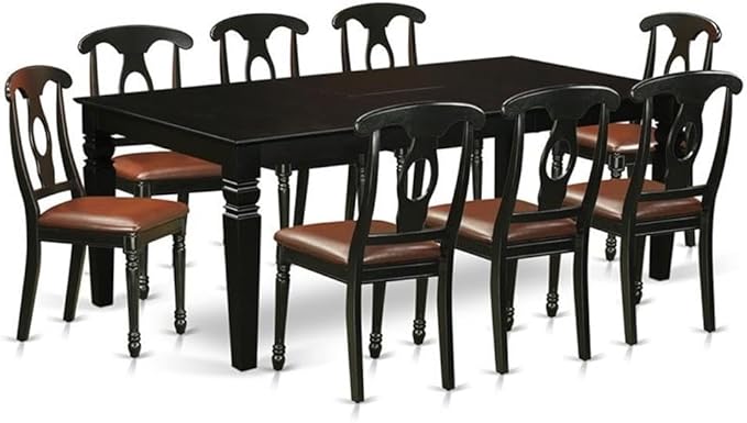East West Furniture LGKE9-BLK-LC 9 Piece Dining Room Set Includes a Rectangle by EastWestFurniture