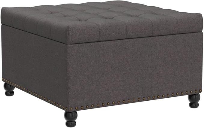 Tbfit Large Square Storage Ottoman Bench, Tufted Upholstered Coffee Table - Image 5