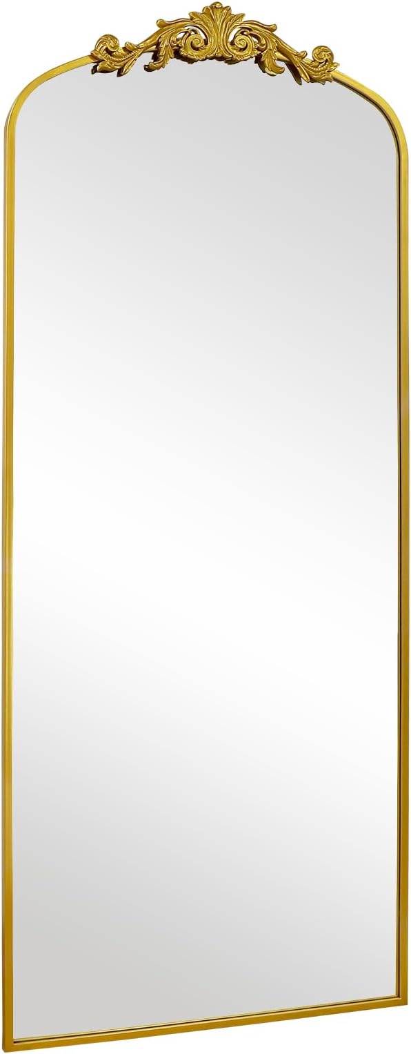AIXI HOME Antique Gold Arched Full Length Mirror, Baroque Inspired Home Decor - Image 9