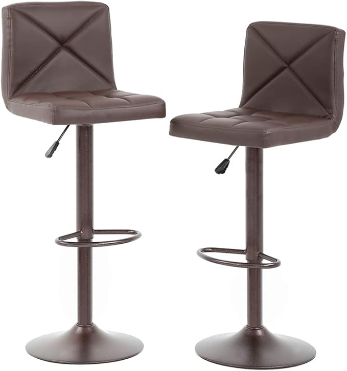 BestOffice Bar Stools Set of 2, PU Leather Swivel Bar Stools Kitchen Counter by BestOffice