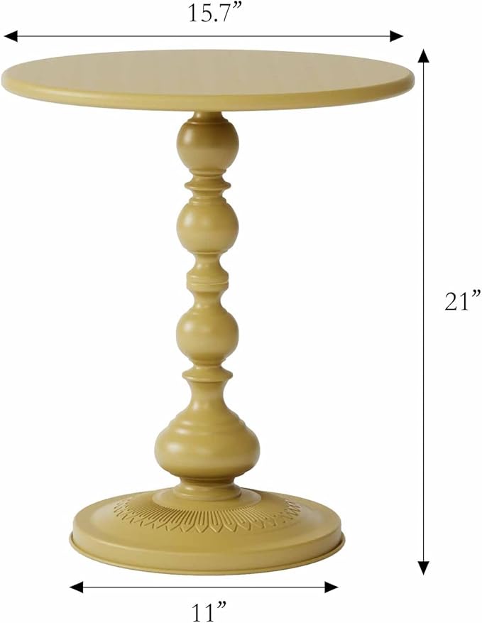 XIV Metal Small Round Side End Table, Vintage Matte Coffee Drink Cocktail Table - Image 3