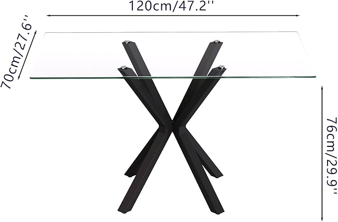 Tempered Glass Dining Table for 4, 48 Inch Rectangular Kitchen Table - Image 2
