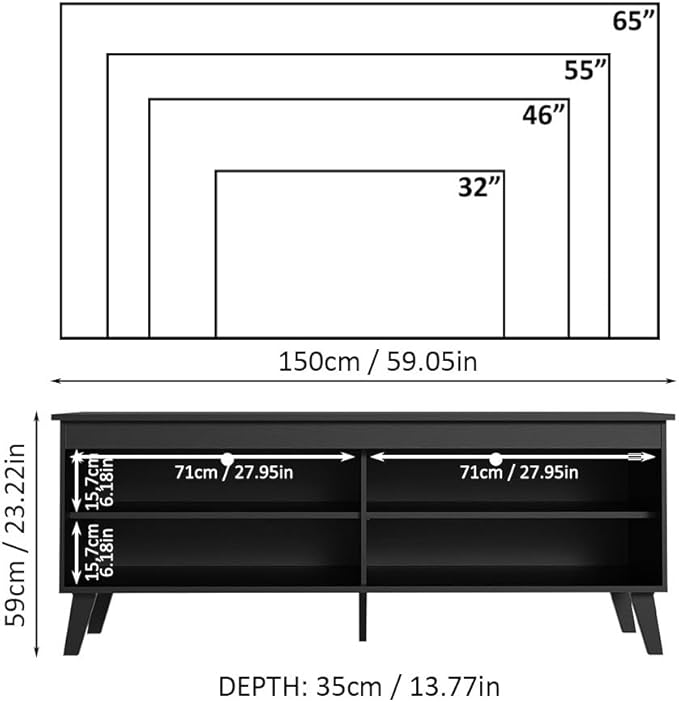 Madesa TV Stand Unit with 4 Shelves and Cable Management - Image 3