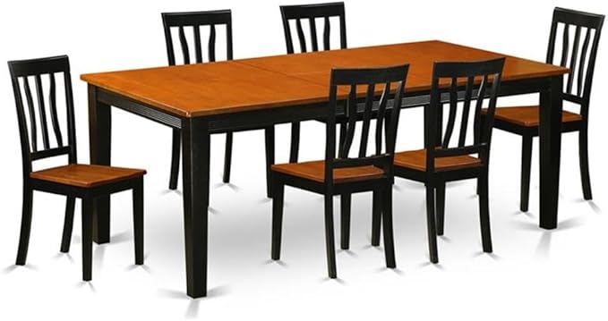 East West Furniture QUAN7-BCH-W 7 Piece Dining Table Set Consist of a Rectangle by EastWestFurniture