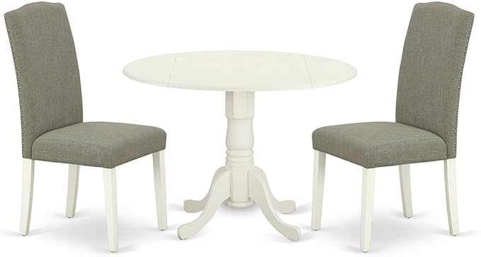 East West Furniture DLEN3-LWH-06 3 Piece Modern Dining Table Set Contains a by EastWestFurniture