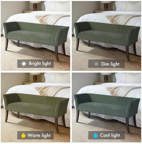 Madison Park Accent Bench, Plush Upholstered, Nailhead Trim, & Padded Seat - Image 5
