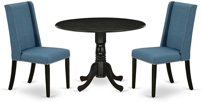 East West Furniture DLFL3-ABK-21 3 Piece Dining Room Table Set Contains a Round by EastWestFurniture