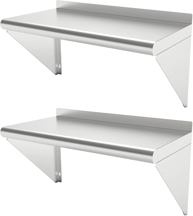 12''x24'' - 2PACKS Wall Mounted Stainless Steel Shelf NSF Commercial Metal Wall by STEELBUS