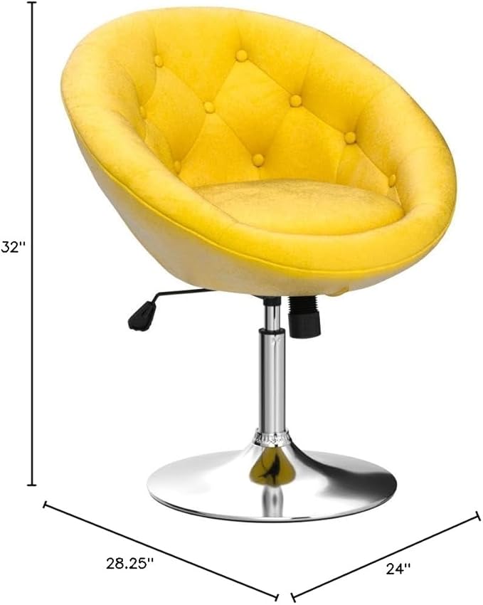 Roundhill Furniture Noas Velvet Upholstered Tufted Back Swivel Accent Chair - Image 2