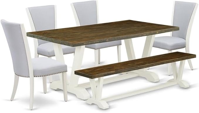 East West Furniture V077VE005-6 6 Piece Kitchen Table Set Contains a Rectangle by EastWestFurniture
