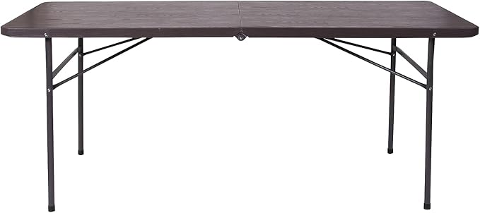 Flash Furniture Elijah 6-Foot Bi-Fold Brown Wood Grain Plastic Folding Table - Image 6