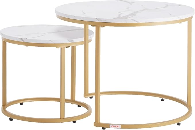VEVOR Nesting Tables, Coffee Table Set of 2, 23.6 inch Round Coffee Table - Image 9