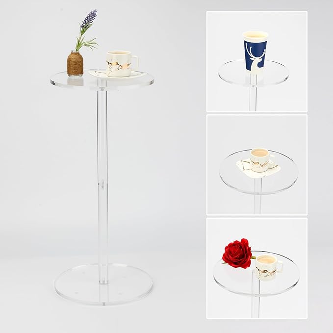 Acrylic Drink End Table, 9.8" Round Modern Side Coffee Table - Image 5