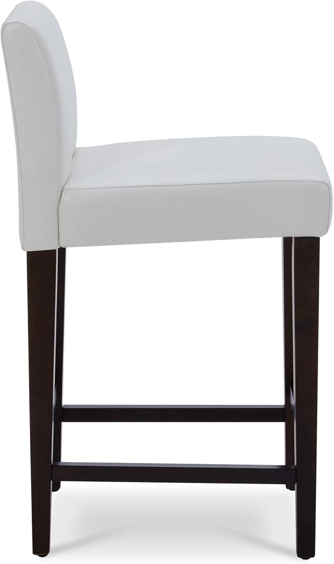 CHITA Counter Height Bar Stools Set of 2, PU Leather in White - Image 5