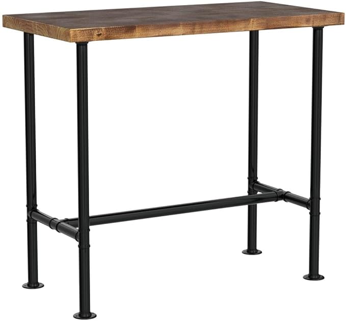 Industrial 41.3inch Height Bar Table Vintage Pipe Design Bistro Table Rustic - Image 4