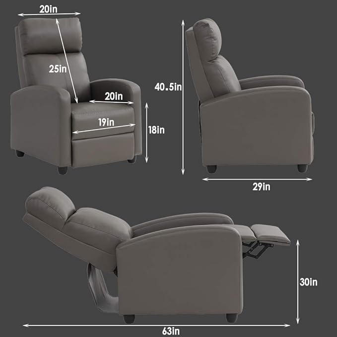 BestMassage | Recliner Chair | No Massage Function | Pu Grey | - Image 2