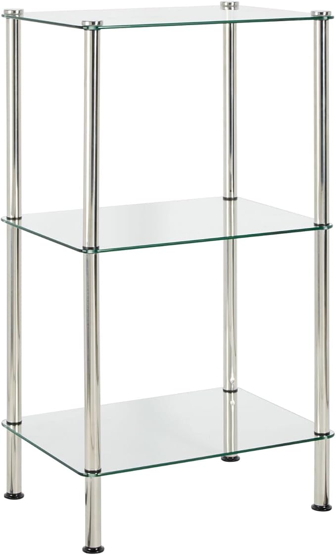 mDesign Metal/Glass 3-Tier Storage Tower, Narrow Shelving Display Unit - Image 9