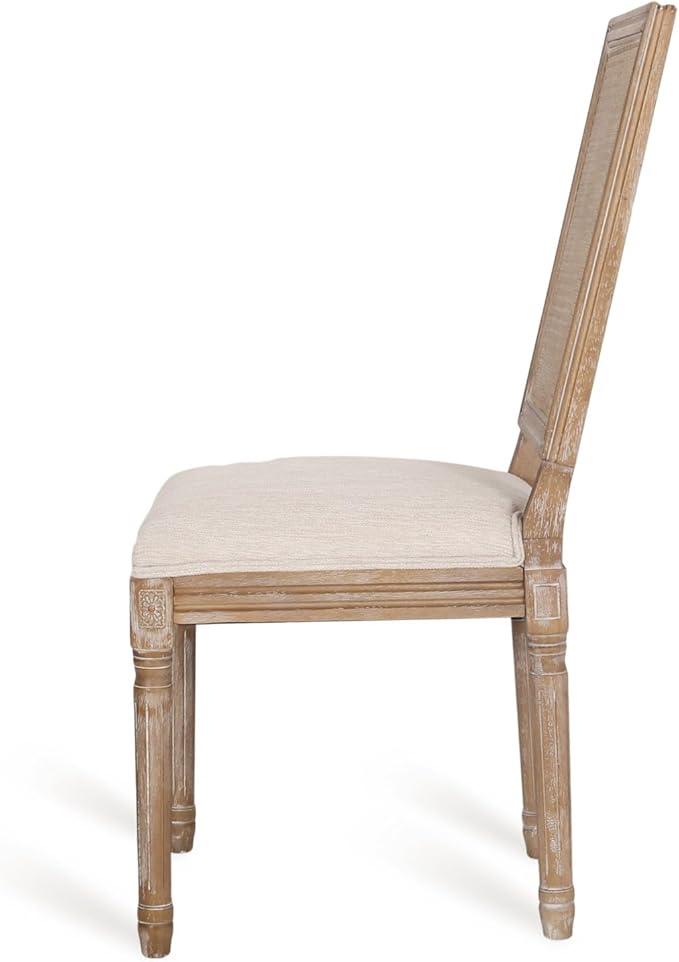 Merax Upholstered Solid Wood Dining Chairs Set of 2, French Country Style - Image 8