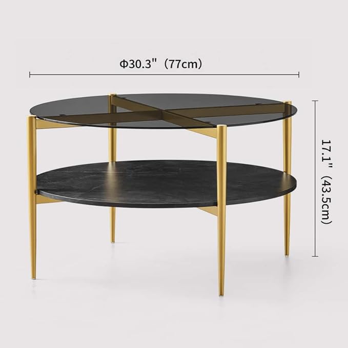 Round Coffee Table for Living Room, Mid-Century Modern Design, D30 x H17 - Image 2