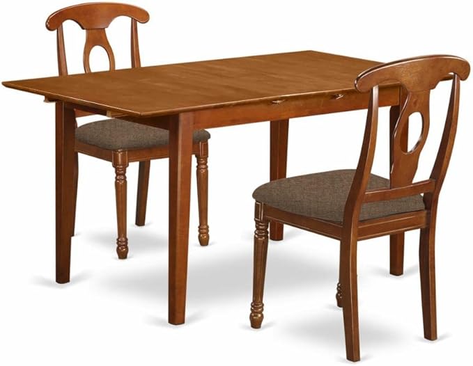 East West Furniture PSNA3-SBR-C 3 Piece Kitchen Table Set Contains a Rectangle by EastWestFurniture