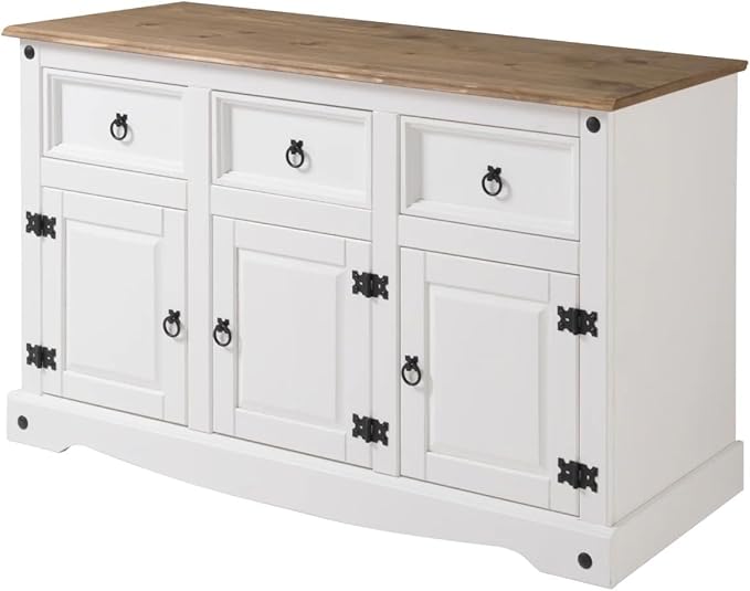 OS Home and Office Furniture Cottage Series Wood Buffet Sideboard in White by American+Furniture+Classics