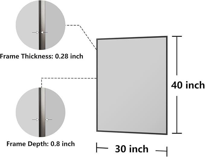 Koonmi Bathroom Mirror 30x40 Black Bathroom Wall-Mounted Mirrors, Modern Vanity - Image 7