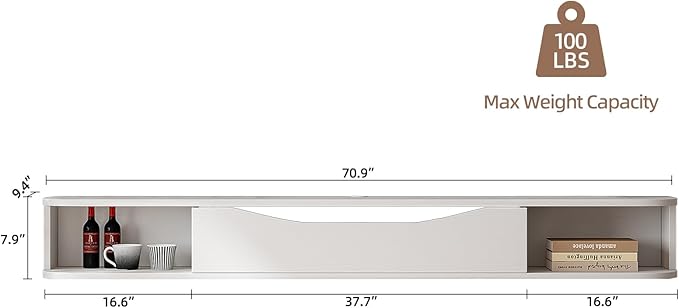 Floating TV Stand, Floating TV Console, Under TV Shelf - Image 5