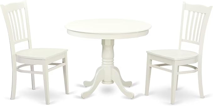 East West Furniture ANGR3-LWH-W 3 Piece Kitchen Table & Chairs Set Contains a by EastWestFurniture