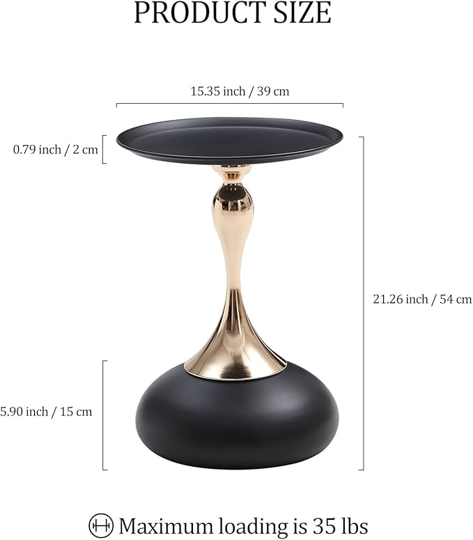 Small Black Round Side Table Pedestal - Image 3
