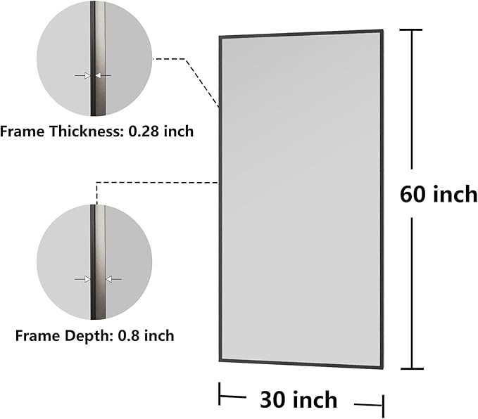Bathroom Mirror 30x60 Black Bathroom Wall-Mounted Mirrors, Modern Vanity Mirror - Image 2