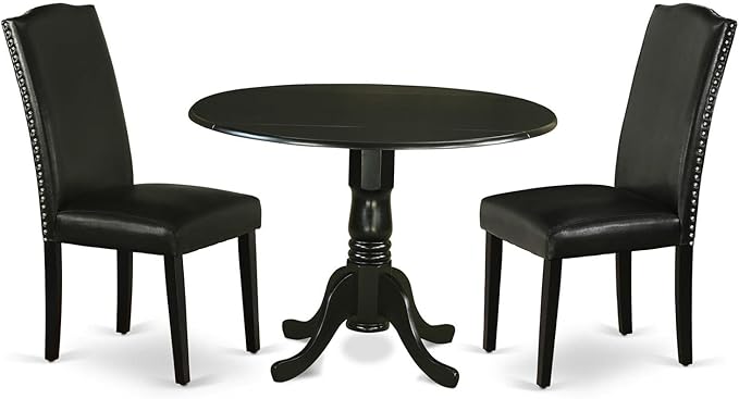 East West Furniture DLEN3-BLK-69 3 Piece Dining Room Furniture Set Contains a by EastWestFurniture