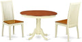 East West Furniture HLIP3-BMK-W 3 Piece Dining Set Contains a Round Dining Room by EastWestFurniture