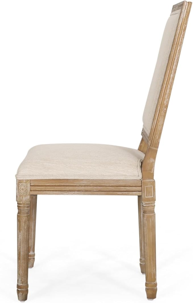 Merax Upholstered Solid Wood Dining Chairs Set of 2, French Country Style - Image 8