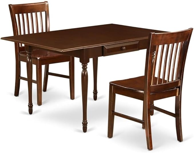 East West Furniture MZNO3-MAH-W 3 Piece Dining Set Contains a Rectangle Dining by EastWestFurniture