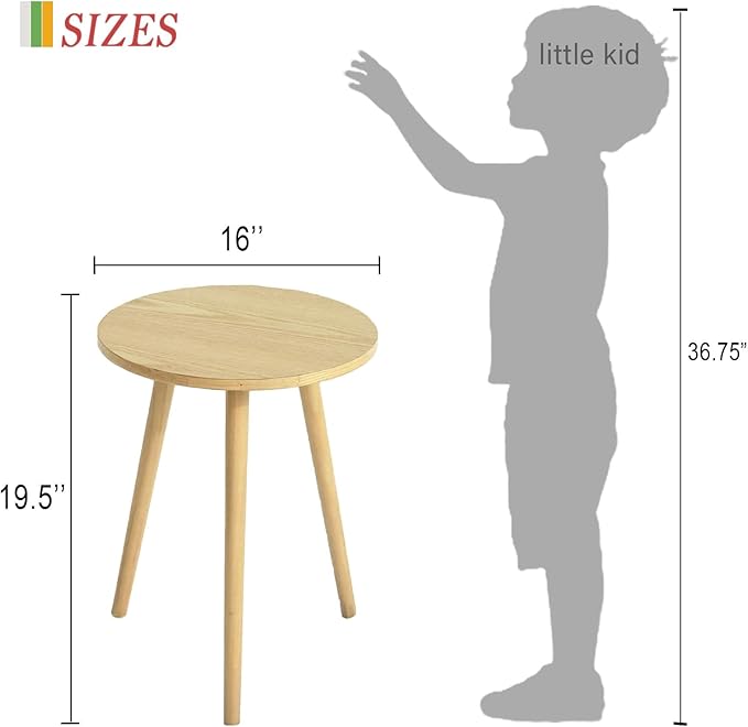 AWASEN Side Table Round, Small Accent Table Nightstand Modern End Table - Image 3