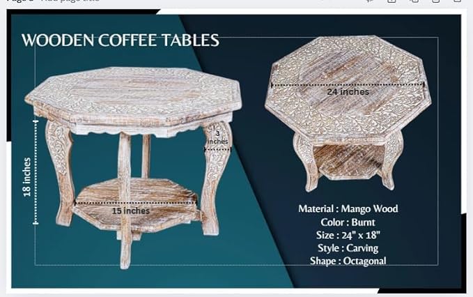 Farmhouse Carved Octagonal End Table – Rustic Accent Side Table - Image 3