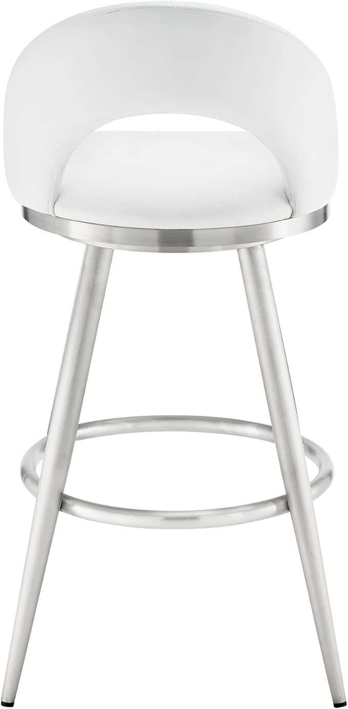 Armen Living Charlotte Swivel Bar Stool in Brushed Stainless Steel - Image 7